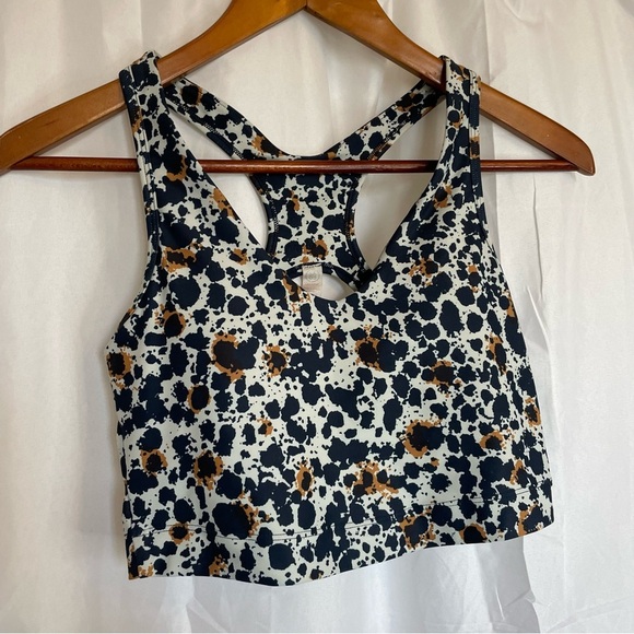 SAGE Women’s Navy Blue Orange Racer Back Sports Bra  Removable Pads Size Small - Picture 1 of 9